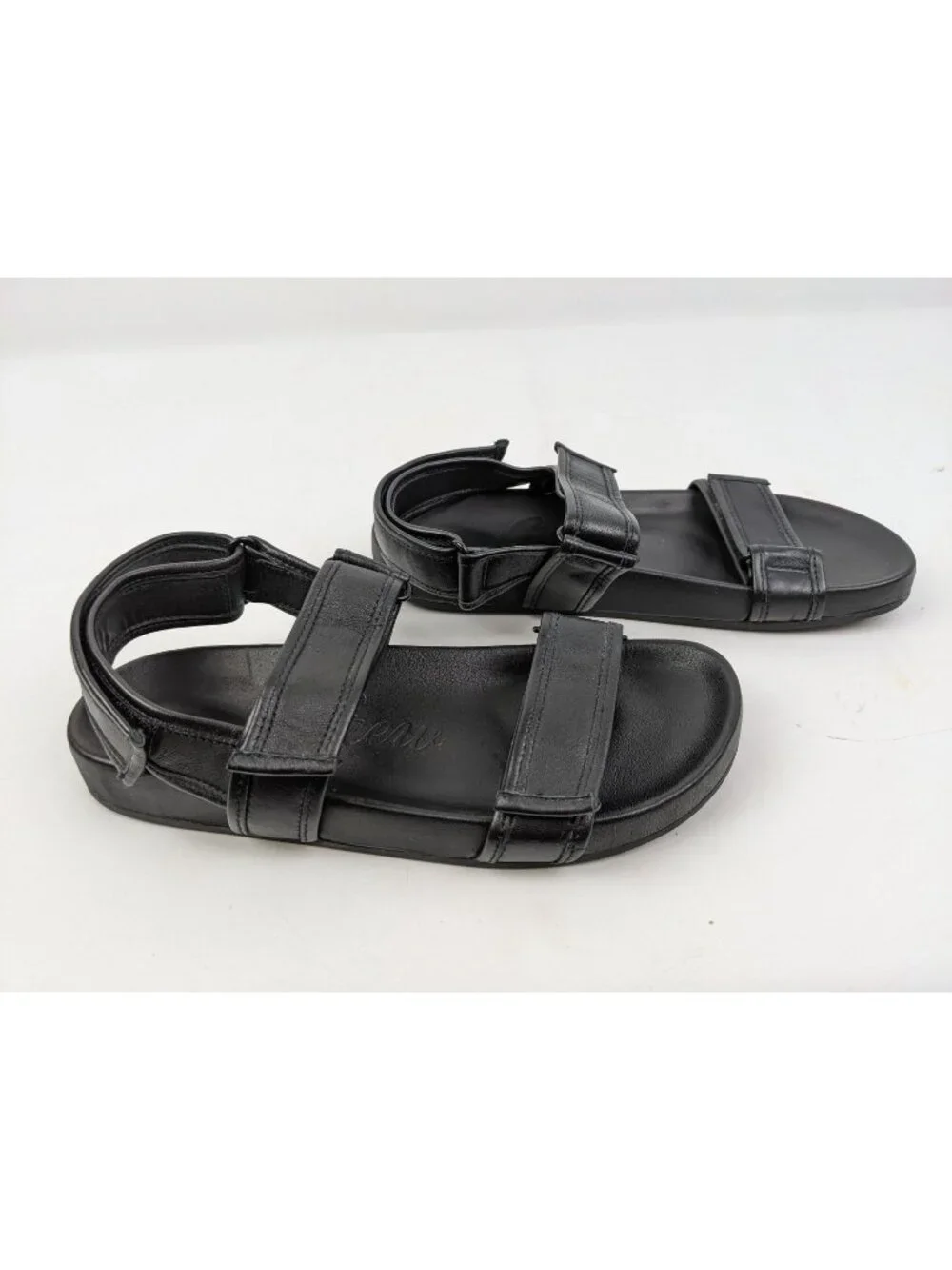 J Crew Pacific Sandals Shoes Womens Size 7 Black Leather Strappy Adjustable